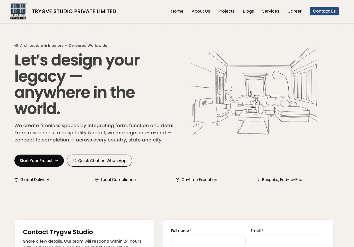 Contact page — Trygve Studio