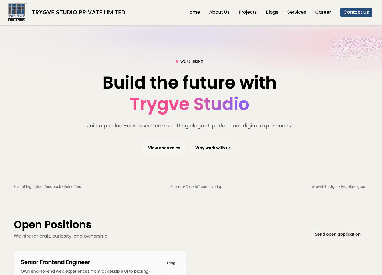 Career — Trygve Studio